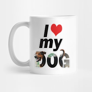 I love (heart) my dog - black and brown cross dog oil painting word art Mug